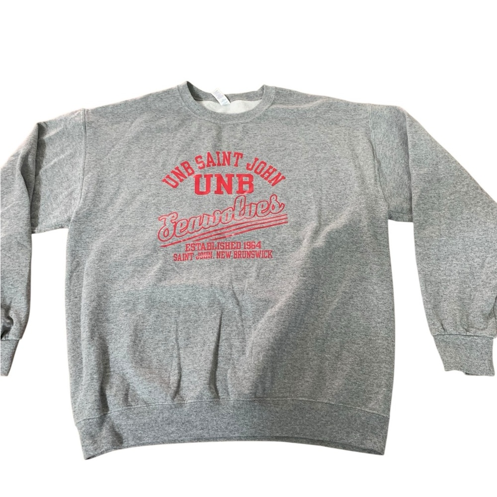 Gray UNB Saint John Seawolves Crewneck Sweatshirt